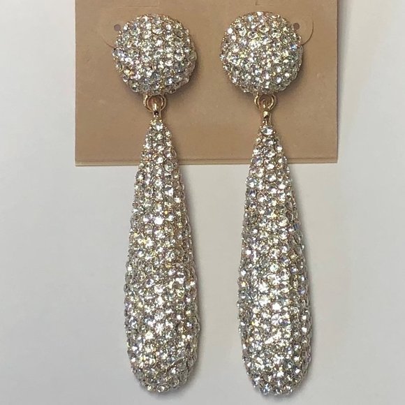 KENNETH JAY LANE-PAVE CRYSTAL LONG EARRING - Picture 4 of 10